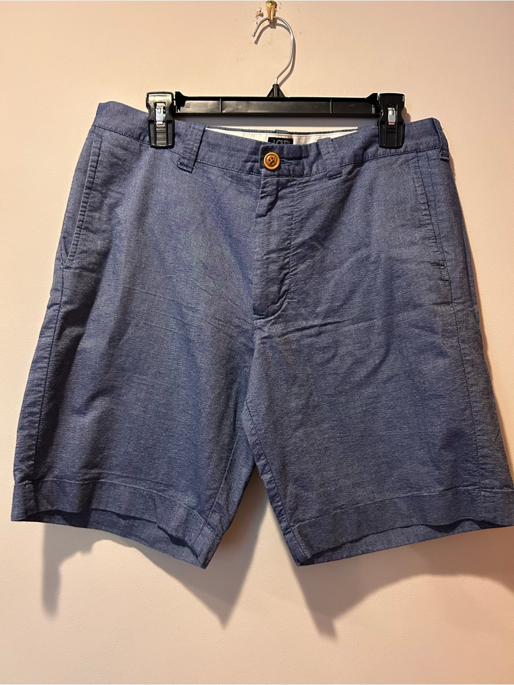 J Crew Shorts Mens 33W Flat Gramercy 100% Cotton Blue Nautical Preppy Pocket